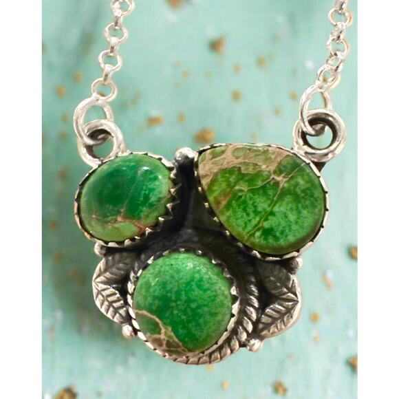 Sonoran Gold Turquoise Necklace Sterling Silver 18” - Picture 2 of 5